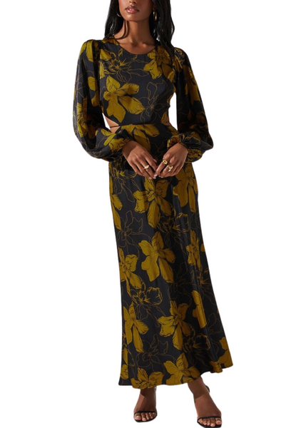 Quinn Dress - Black Mustard Floral