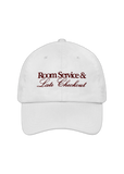 Kirty Studio Room Service Late Checkout Dad Hat in white