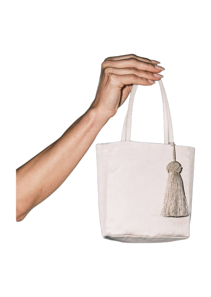 Loucia Kira Tassel Mini Tote in cream