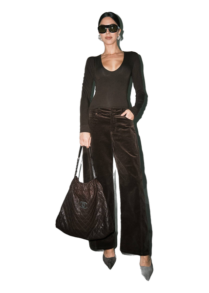 Loucia Molly Wide Leg Pants in brown corduroy
