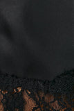 LE LIS Satin Lace Stretch Shorts in Black