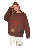 LE LIS Merry Christmas Embroidered Sweater