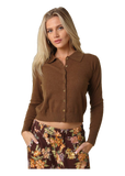 Olivaceous Eloise Collared Cardigan in Mocha Brown