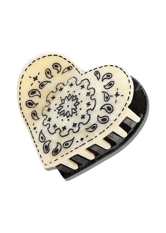 Solar Eclipse Paisley Heart Claw Clip