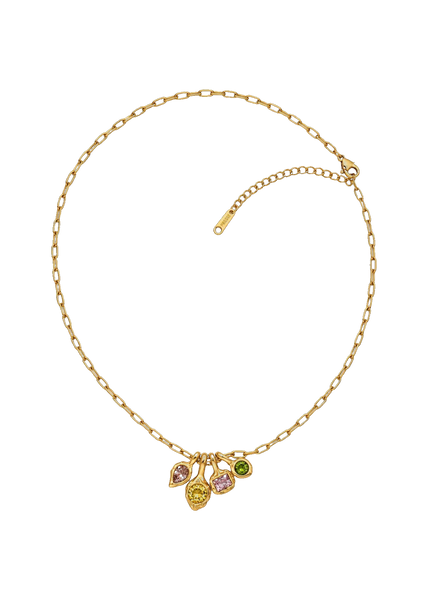 Pressie Mosaic Charm Necklace in Gold