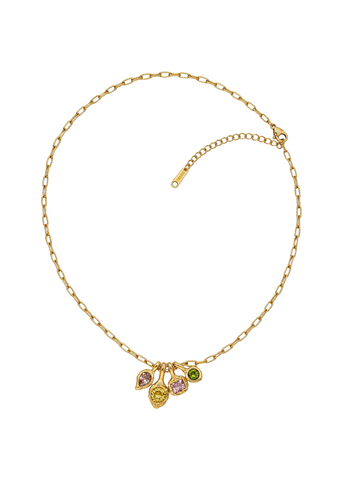 Pressie Mosaic Charm Necklace in Gold