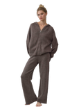 RAISONNEL Hazel Knit Hoodie Set in Charcoal Mocha