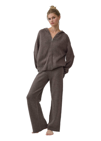 RAISONNEL Hazel Knit Hoodie Set in Charcoal Mocha