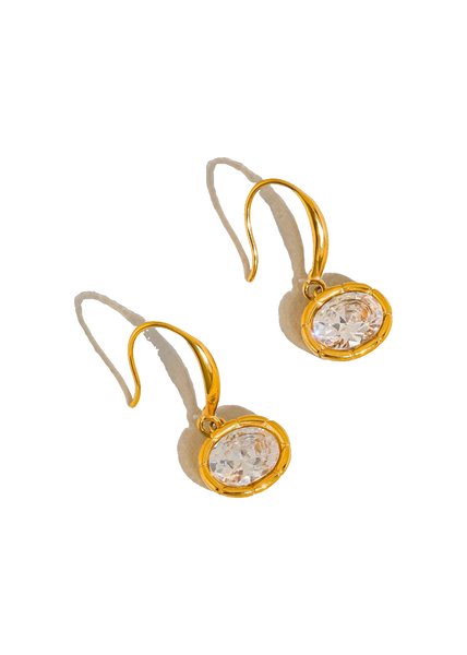 Rebekah Oval CZ Drop Earrings