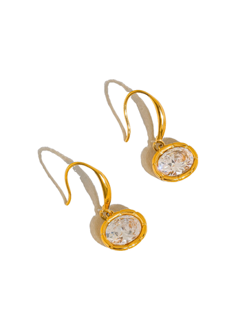 Rebekah Oval CZ Drop Earrings