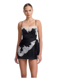 Amanda Uprichard Revan Lace Romper in black ivory