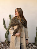 Paisley Wool Scarf - Khaki