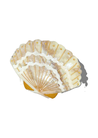 Solar Eclipse Seashell Claw Hair Clip in Golden Sand