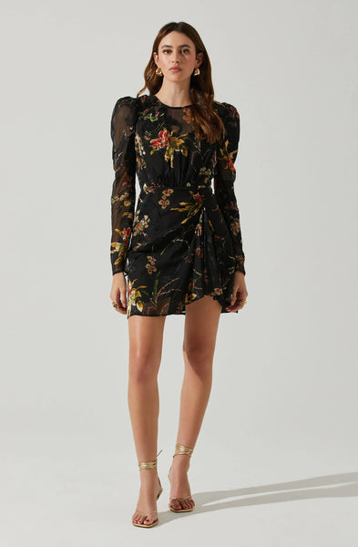 Cindy Dress - Black Orange Burnout
