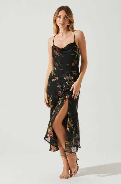 Gaia Dress - Black Orange Burnout