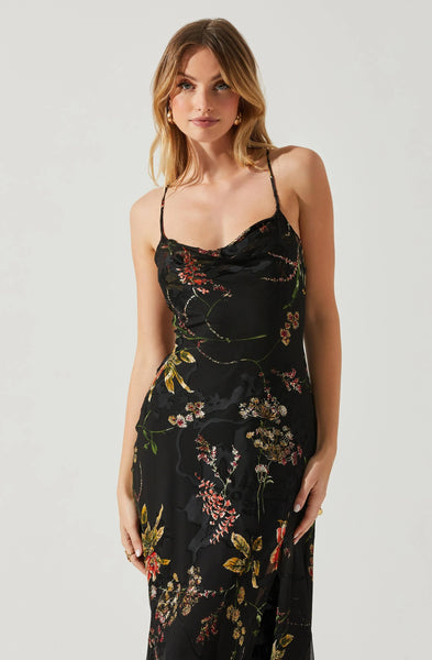 Gaia Dress - Black Orange Burnout