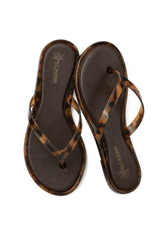 Sunwave Jelly Thong Sandal in tortoise, pair top view
