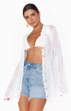 Button Up Coverup - White Crochet