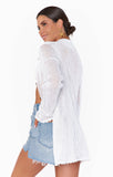 Button Up Coverup - White Crochet