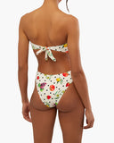 Ruched Tie Bandeau Fruits Bikini Top