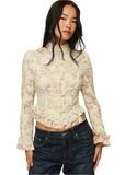 Victorian Lace Military Jacket in Cream
