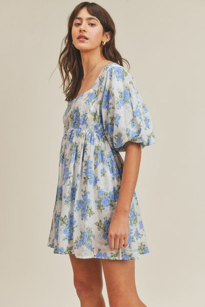 Wildflower Mini Dress - Blue