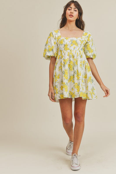 Wildflower Mini Dress - Yellow