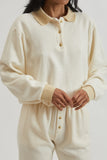 Brushed Terry Polo Sweater - Cream