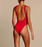 Square Neck One Piece - Red