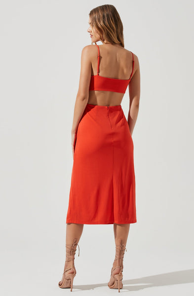 geller ruched cutout midi dress ASTR The Label + GELLER RUCHED CUTOUT MIDI DRESS