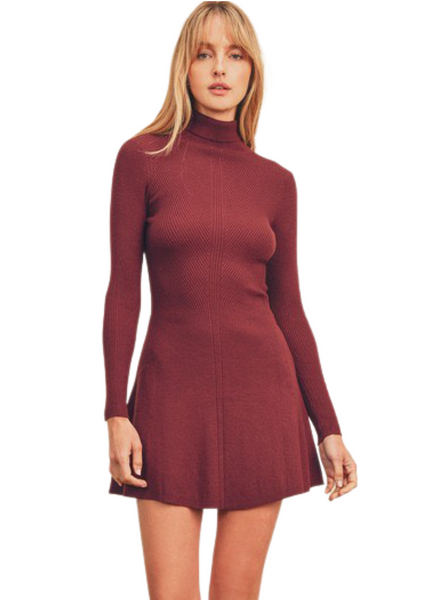 Lara Knit Mini Dress - Burgundy