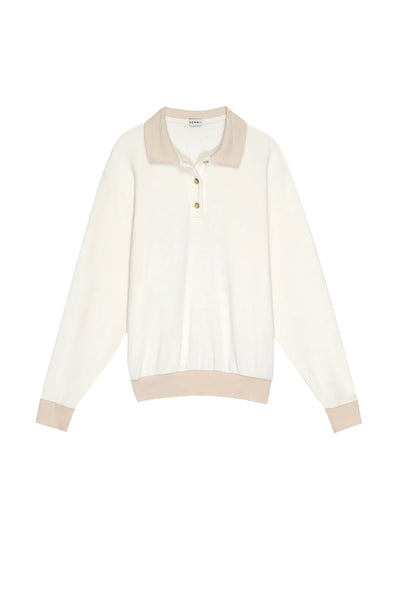 Brushed Terry Polo Sweater - Cream