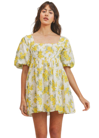 Wildflower Mini Dress - Yellow