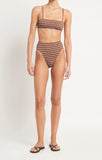 Chania Bikini Bottom - Chocolate Stripe