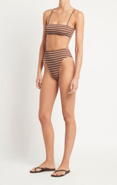 Chania Bikini Bottom - Chocolate Stripe