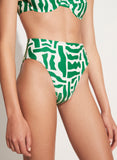 Chania Bikini Bottoms - Tulli Print Green