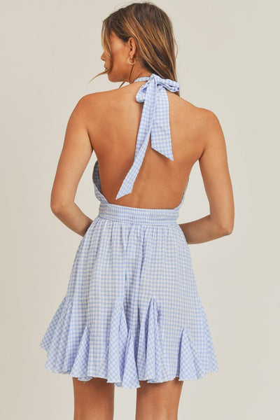 Gigi Halter Mini Dress - Blue