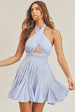 Gigi Halter Mini Dress - Blue