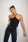 Nori Open Back Top - Black