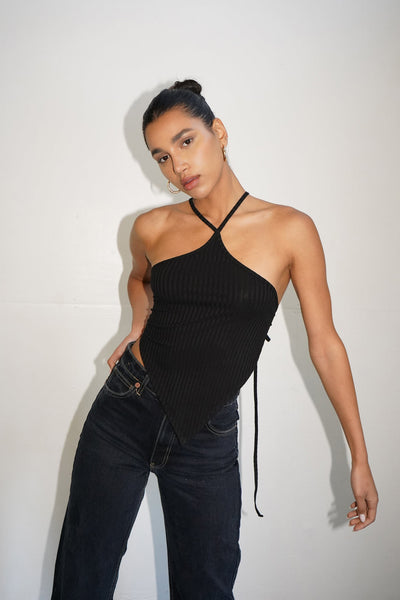 Nori Open Back Top - Black