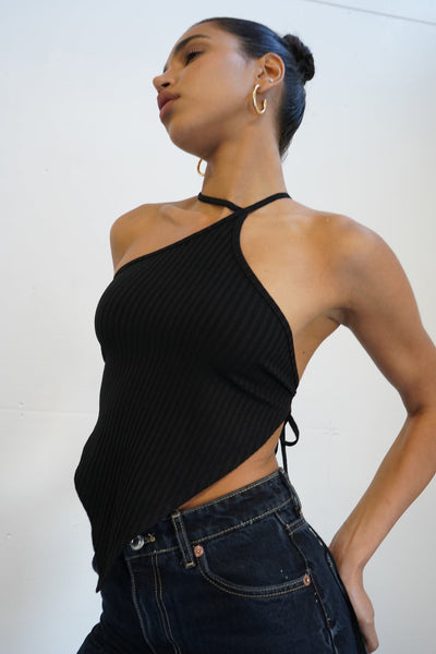 Nori Open Back Top - Black