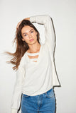 Brushed V Neck Strap Pullover