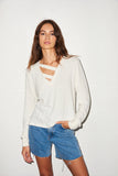 Brushed V Neck Strap Pullover