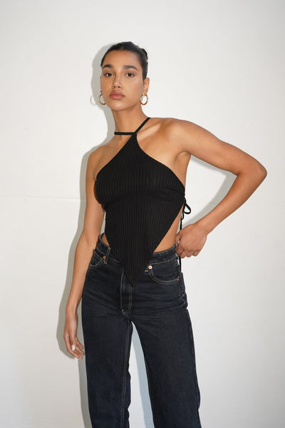 Nori Open Back Top - Black