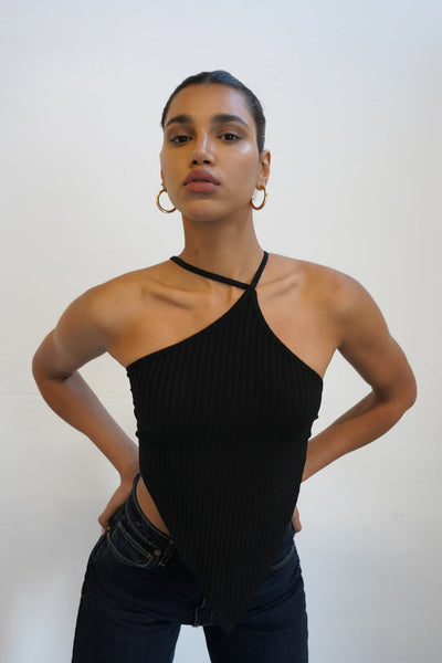 Nori Open Back Top - Black