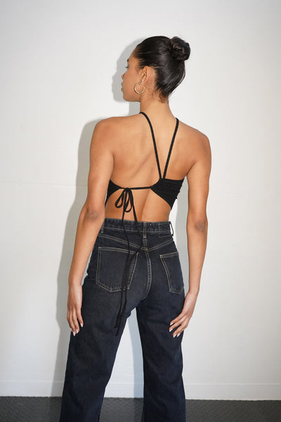 Nori Open Back Top - Black