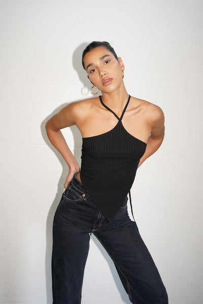 Nori Open Back Top - Black