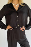 Silky Cropped Button Down