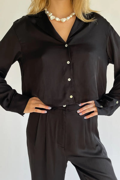 Silky Cropped Button Down