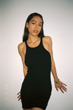 Ribbed Skinny Racer Dress - Black